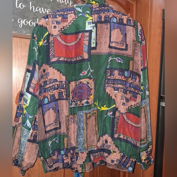 Fuda International 100% Silk Colorful Patterned Jacket In A Ladies Size Medium. - Picture 7 of 7